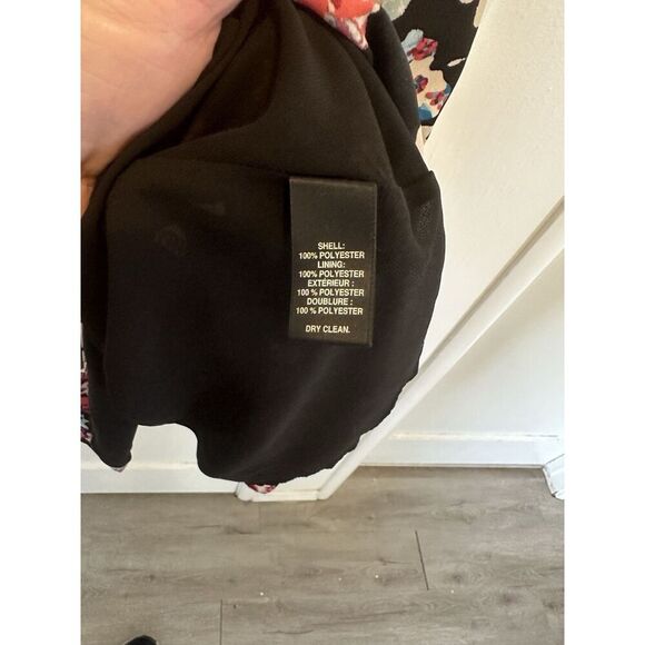 Saks Fifth Avenue Floral Dress Sz 10 Sleeveless Midi Black Lined Flowy Wedding - Picture 3 of 4